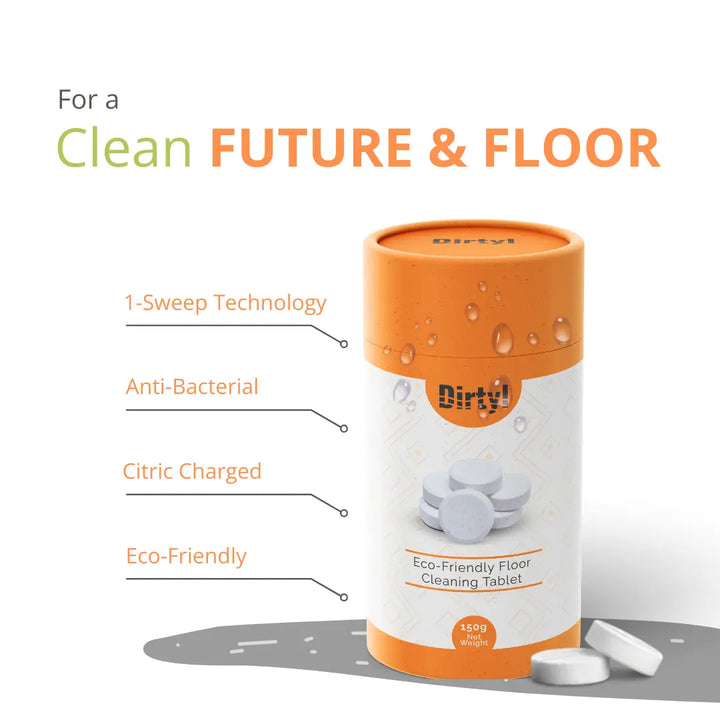 Dirtyl Floor Cleaner Tablets with Lime action to kill bacteria and other stains