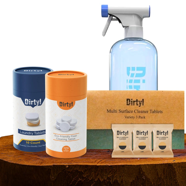 Eco-Friendly Cleaning Starter kit includes Laundry Cleaners, Floor Cleaners and Multi-Surface Cleaners 