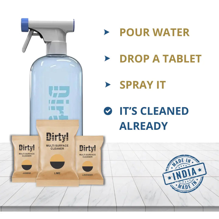 Multi-surface cleaner kit with 3 tablets and 1 forever bottle