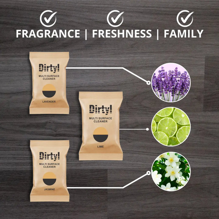 Multi-Surface Cleaner tablets with 3 different fragrances and Good for family health