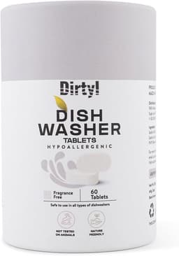 Dishwasher Detergent Tablets, 60 Count, for Sparkling Dishes. Unscented & Hypoallergenic. Rinses Clean, Cuts Grease, Limescale & Odor. Soap & Plastic Residue Free, Dishwashing Cleaner Pods. thumbnail 1