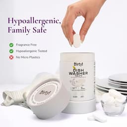 Dishwasher Detergent Tablets, 60 Count, for Sparkling Dishes. Unscented & Hypoallergenic. Rinses Clean, Cuts Grease, Limescale & Odor. Soap & Plastic Residue Free, Dishwashing Cleaner Pods. thumbnail 2