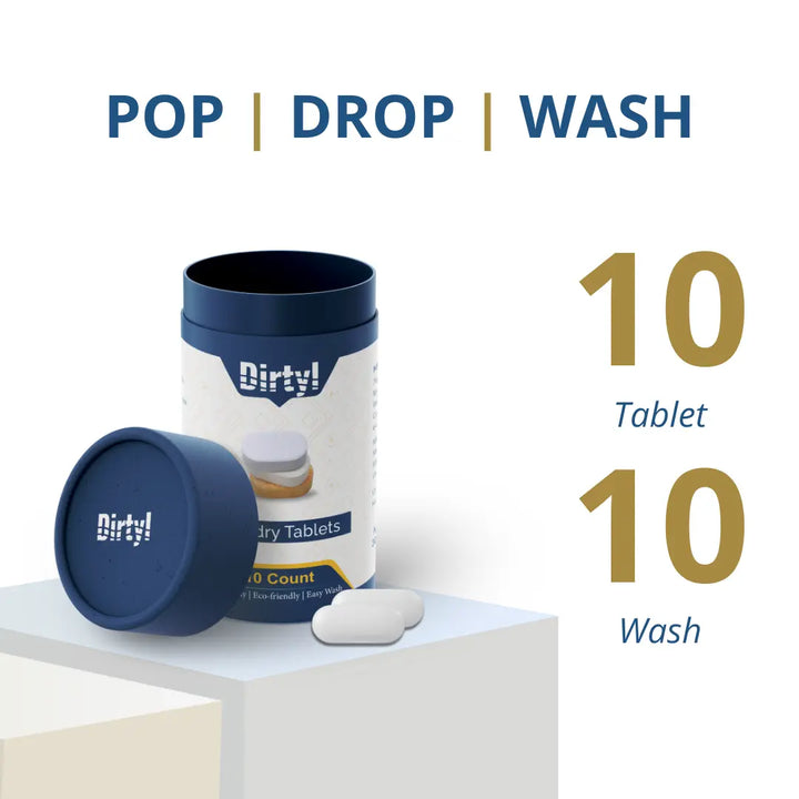 Laundry Detergent tablets which has 10 tablets in it for 10 washes. It is eco-friendly product and it is Non-Plastic, Non-Toxic and child safe